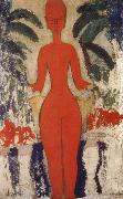 Amedeo Modigliani Standing nud with Garden Background Spain oil painting artist